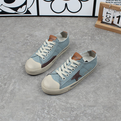 ikearlax South Korea Dongdaemun Distressed Canvas Dirty Shoes Female  Summer New XINGX Casual Flat Skateboard Shoes Golden Goose Shoes