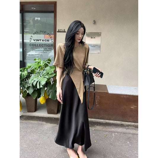 Hot Girl Suit Women's Summer Dress with a Set of Affordable Luxury Fashion High-Grade Cool Salt Suit with Skirt Two-Piece Suit