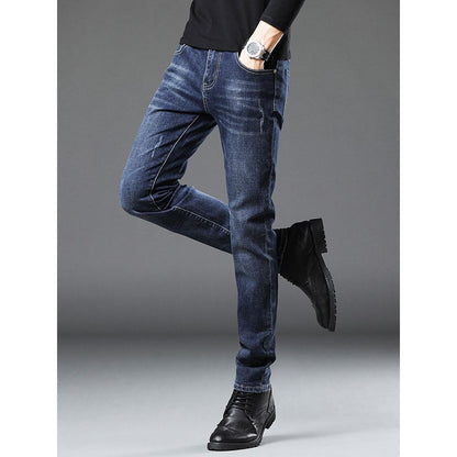 New Men's Jeans Men's Loose Skinny Japanese Elastic Spring and Autumn Casual Pants Men's Belt Fashionable Trousers