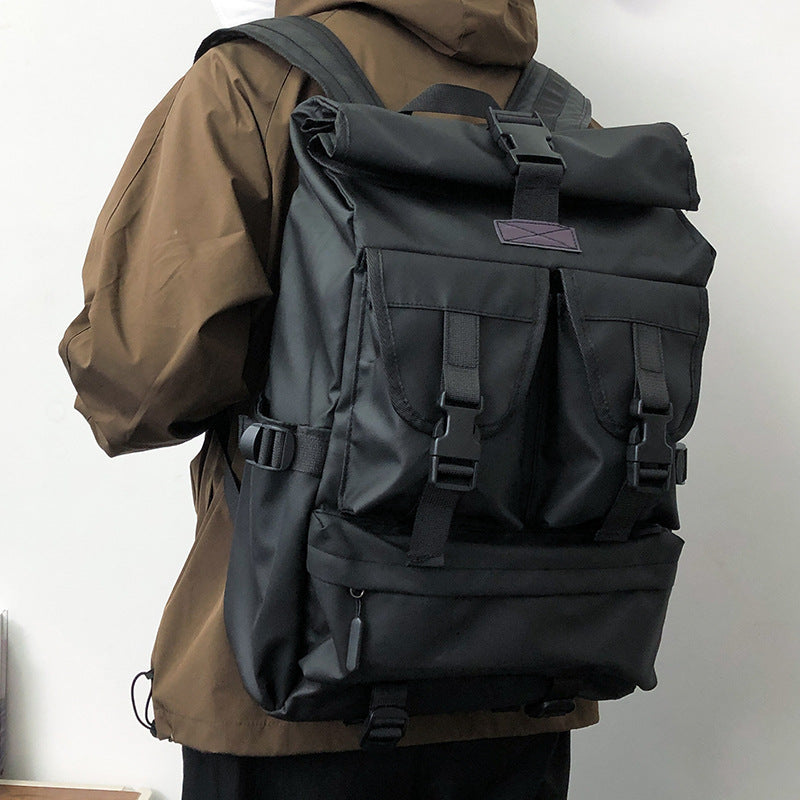 Fashion Brand Large Capacity Backpack Men's Business Shirt Wind Riding Schoolbag Waterproof Commuter College Students' Backpack Outdoor Computer Bag