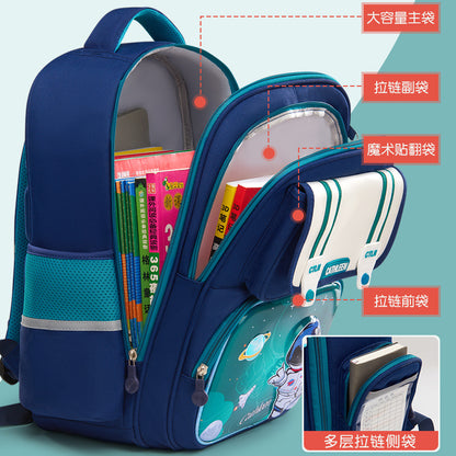 New Astronaut Primary School Student Schoolbag Boys and Girls Grade One Two Three to Six Spine Protection Burden Reduction Children Backpack