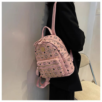 Backpack Dual-Use Crossbody Bag Women's Classic M Home Letter Printing Popular Diamond Rivets Large-Capacity Backpack Wholesale