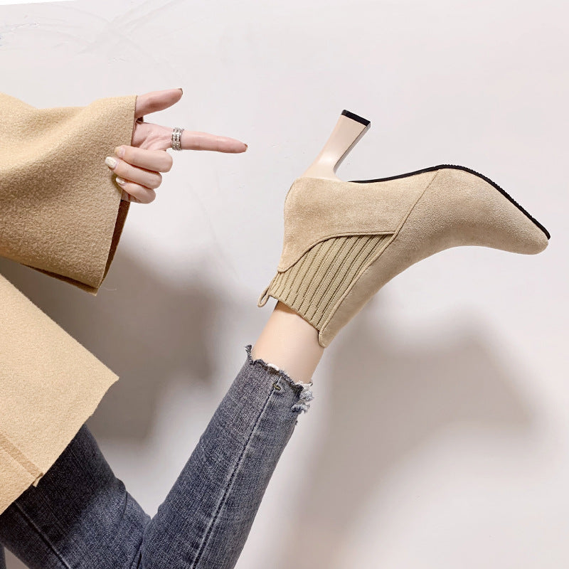 Autumn and Winter New Boots Korean Style Pointed Sleeve Short Boots Women's Foreign Trade Fashion Ankle Boots Women's Fashion Boots Women