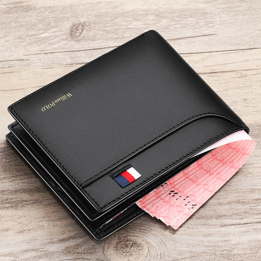 Emperor Paul Wallet Men's Genuine Cattlehide Leather Surface Short and Simple Business Coin Purse Men's Card Holder Men's Wholesale