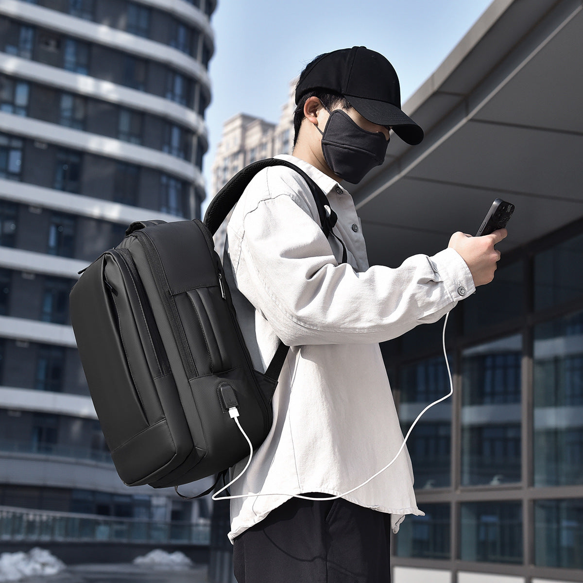 Cross-Border Men's Business Commute Backpack Expansion Travel USB Charging Backpack Multifunctional Laptop Bag