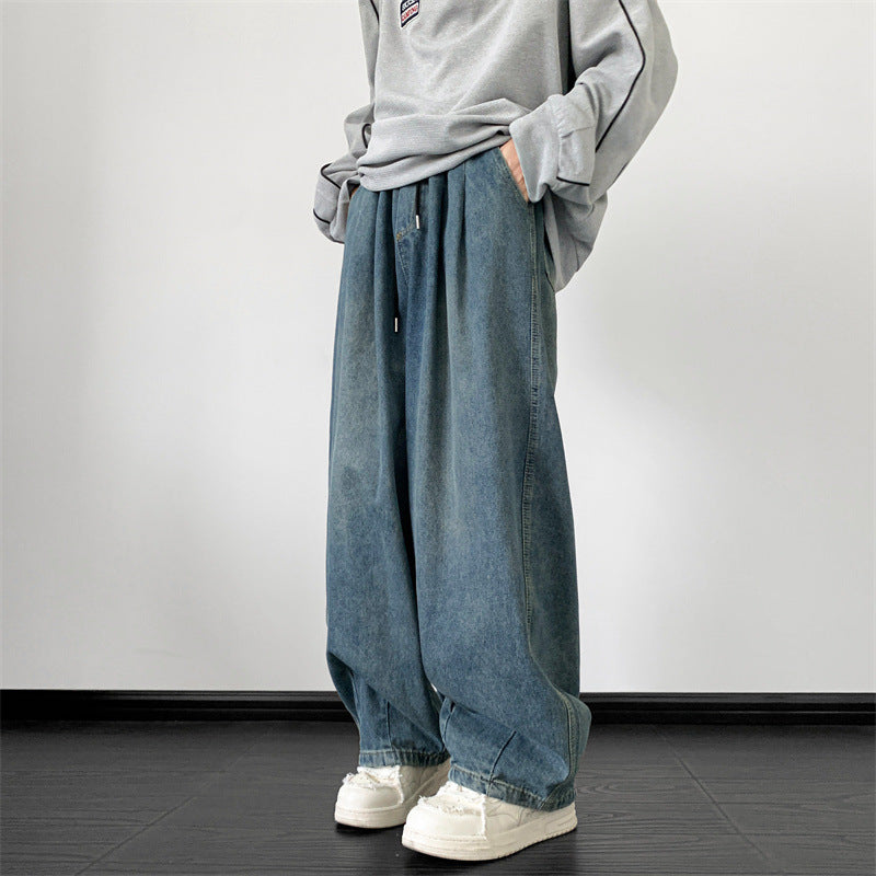 Men's Jeans Autumn and Winter Fashion Brand Japanese Wide Leg Leisure Harajuku Style Jeans Loose Youth All-Matching Trousers