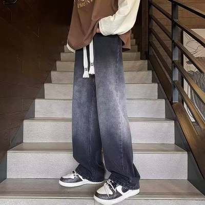 American Wide Leg Jeans Men's Spring and Autumn Fashion Brand plus Size 2024 New Summer Baggy Straight Trousers High Street Pants