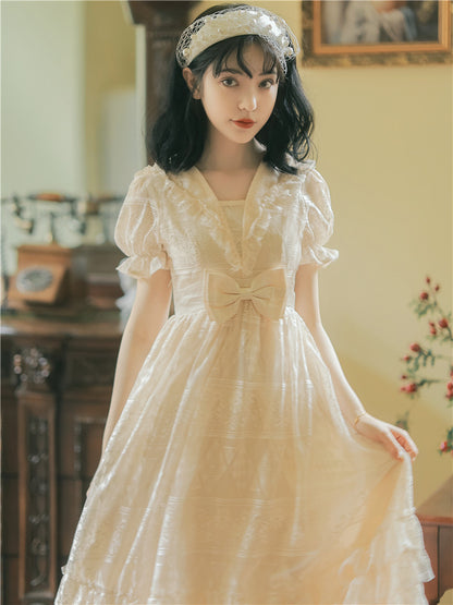 IKERRLAX Escape Princess Style Dress Summer Gentle Sweet and Salty First Love Tea Break Skirt Western Style Clothing Dresses Cake Dress