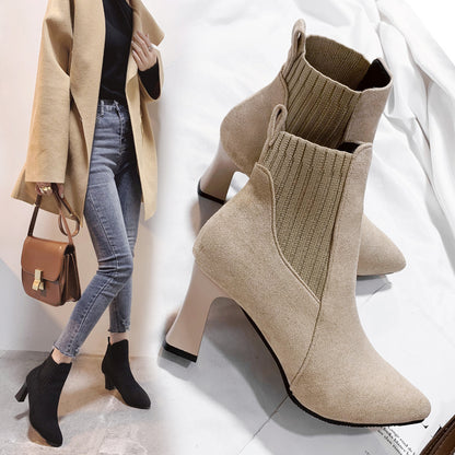 Autumn and Winter New Boots Korean Style Pointed Sleeve Short Boots Women's Foreign Trade Fashion Ankle Boots Women's Fashion Boots Women