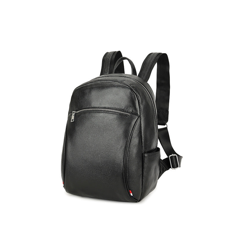 New Large Capacity Men's Backpack Leather Backpack Fashion Computer Bag First Layer Leather Bag Student Schoolbag