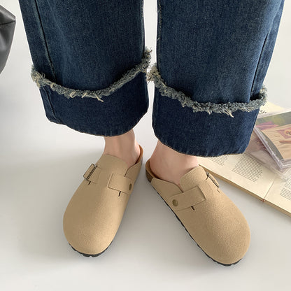 Casual All-Match Height Increasing Simple Retro Platform Birkenstock Women's  New Spring Lightweight Closed Toe Boken Slippers