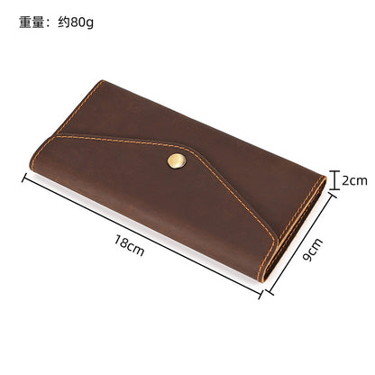 Handmade Genuine Leather Mobile Phone Bag Retro Original First Layer Cowhide Long Wallet Men's Crazy Horse Leather Wallet Best-Seller on Douyin