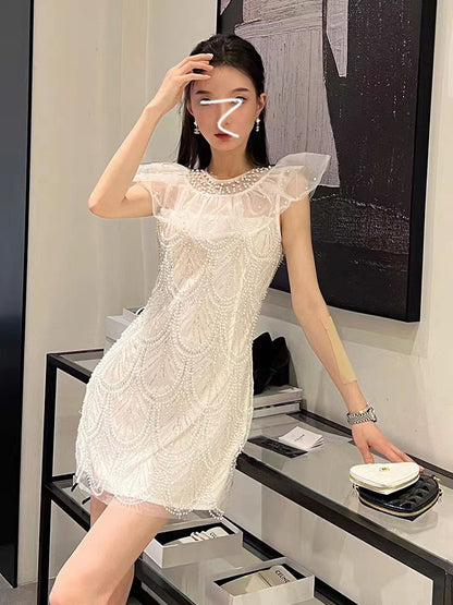 IKERRLAX Shiny Birthday Party Dress Light Luxury Minority Ladies Banquet Chic Stunning Dress Women's Summer