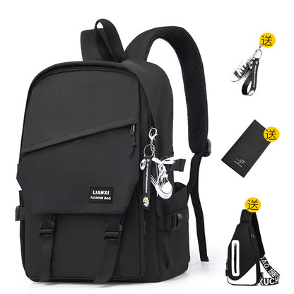 Schoolbag Male College Student Daily Travel Backpack Men's Backpack Female Korean Simple Versatile Travel Computer Bag Female