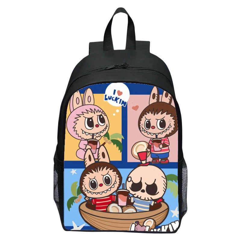 Printed Rabbit Labubu Schoolbag Elementary School Student Cartoon Cute Backpack 123 Grade Doll Boys and Girls