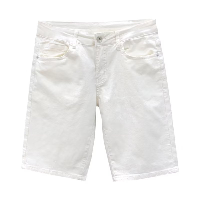 Giant Handsome Young Man Denim Shorts Men's Summer Thin 2024 New Summer Men White Fifth Jeans