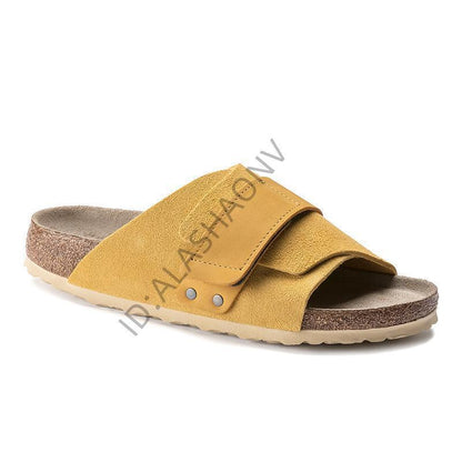 Full Cowhide Birkenstock Non-Slip Velvet Velcro Men's and Women's Same Style Boken Cork Sole One-Word Sandals Women's Outer Wear