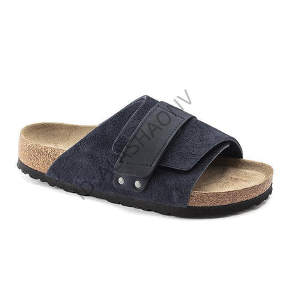 Full Cowhide Birkenstock Non-Slip Velvet Velcro Men's and Women's Same Style Boken Cork Sole One-Word Sandals Women's Outer Wear