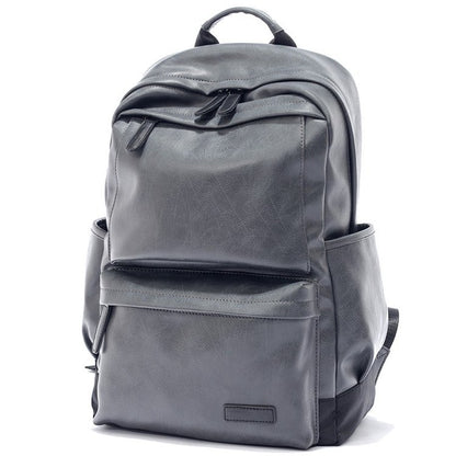 New Backpack Cross-Border Pu Bag Computer Bag Large Capacity Schoolbag All-Matching Men's Simple Casual Backpack