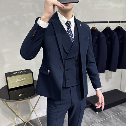 IKEARLAX  New British Style Suit Men's Suit Slim Fit Small Business Suit Business Formal Wear with Groom Wedding Suit Leisure Suit