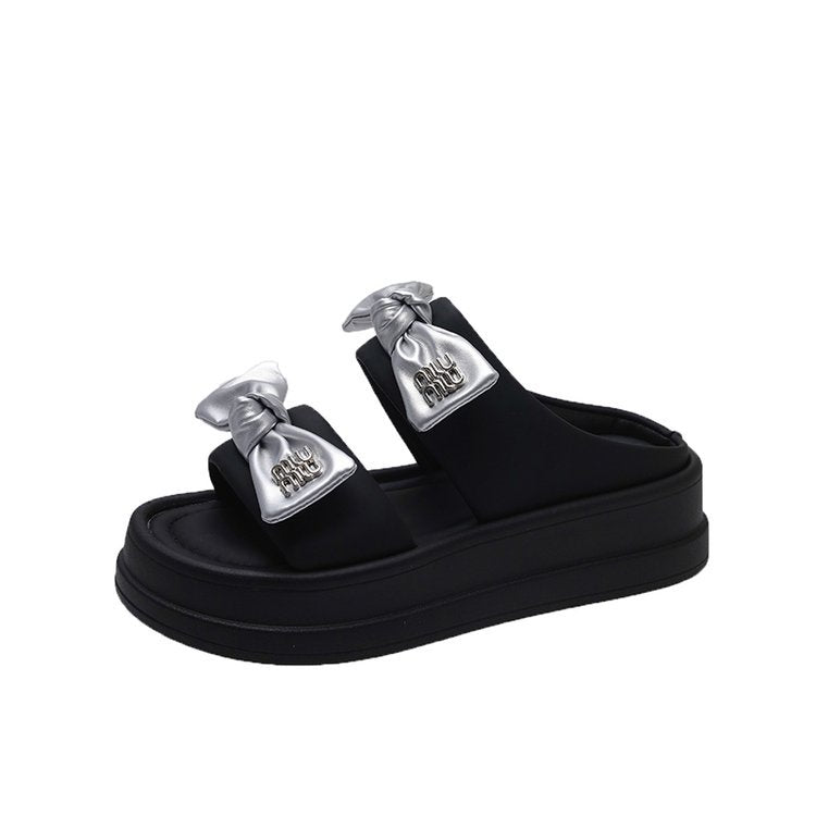 Summer All-Match Platform Platform Small Women's Shoes Flip-Flops Open Toe Slippers Bowknot Beautiful Slippers for Women