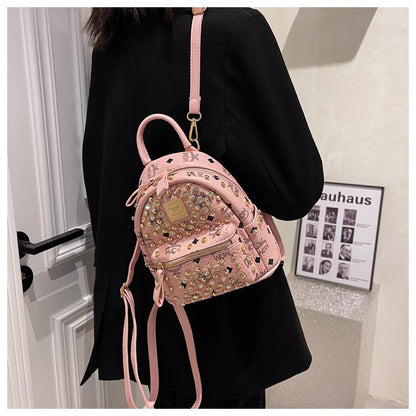 Backpack Dual-Use Crossbody Bag Women's Classic M Home Letter Printing Popular Diamond Rivets Large-Capacity Backpack Wholesale