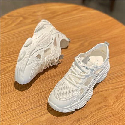 ikearlax White Shoes for Women  New Spring and Summer Breathable Mesh Shoes Casual Sports Fashion Clunky Sneakers Lightweight Women's Shoes