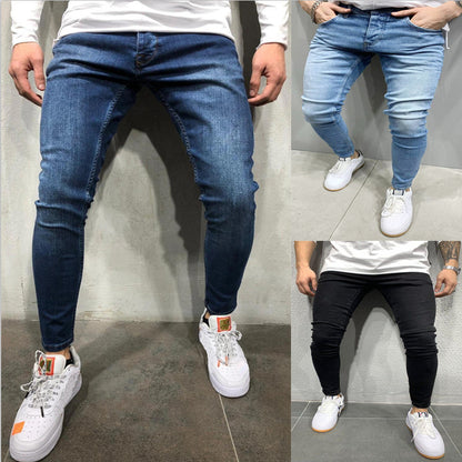 High Quality European and American Men's Stretch Skinny Jeans Hot Trade New SATINE Three Colors Hot