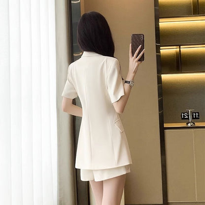 New Style Small High Sense Suit Women's Summer Wear Plump Girls Tummy Hiding Fat Hiding Short Sleeve Shorts Two-Piece Set