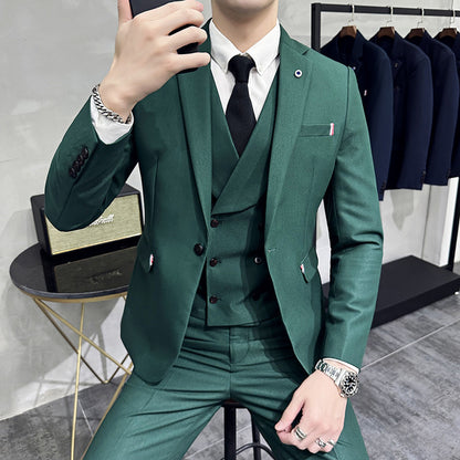 IKEARLAX  New British Style Suit Men's Suit Slim Fit Small Business Suit Business Formal Wear with Groom Wedding Suit Leisure Suit