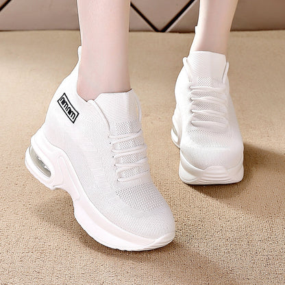 ikearlax In Stock Generation Black Sneaker Women's Cross-Border Autumn Fat Feet Wide Feet Soft Bottom Soft Surface Comfortable Height Increasing Shoes