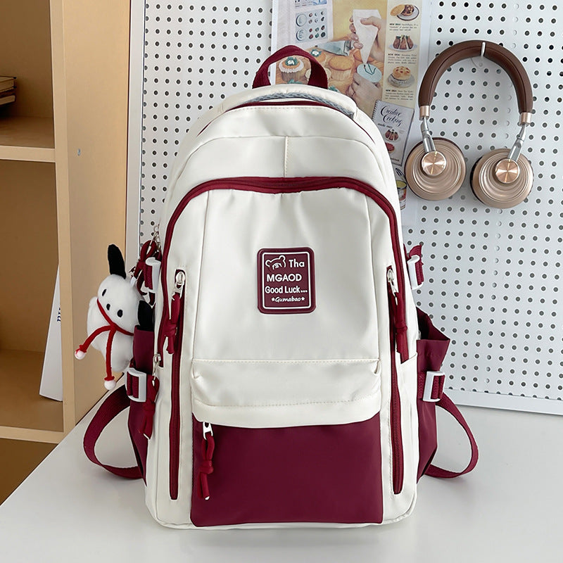 New Large Capacity Backpack Women's Japanese Style Contrast Color Fashion Brand College Students Bag Casual Travel Bag Computer Bag