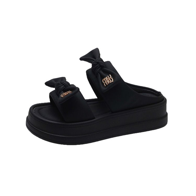 Summer All-Match Platform Platform Small Women's Shoes Flip-Flops Open Toe Slippers Bowknot Beautiful Slippers for Women