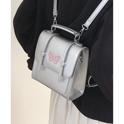 Niche Silver Butterfly Backpack Bags Women's  New Trendy Fashion Student Backpack Versatile Handheld Travel Bag