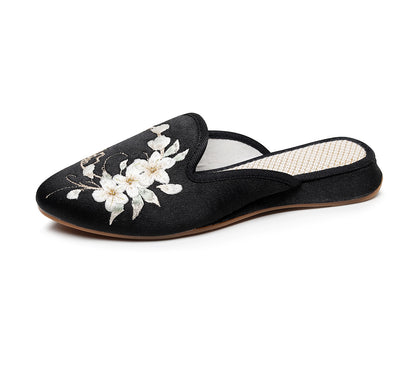 Slippers Mercerizing Satin Embroidered Shoes  Spring Amoi Women's Cloth Shoes Sandals Amoi!