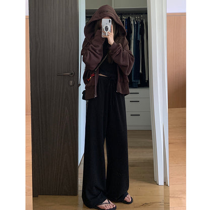 Nantao High-Grade Sports Suit Women's  New Younger Short Sleeve Casual Wear Wide-Leg Pants Lazy Two-Piece Suit