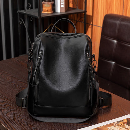 Foreign Trade New Backpack Korean Style Fashionable All-Match Schoolbag Soft Leather Women's Bag Leisure Travel Multipurpose Backpack