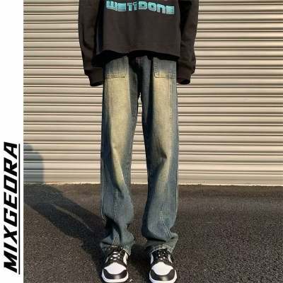 American Wide Leg Jeans Men's Spring and Autumn Fashion Brand plus Size 2024 New Summer Baggy Straight Trousers High Street Pants