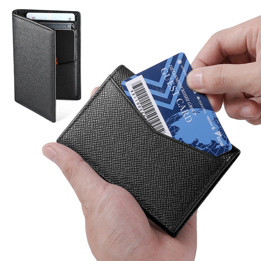 Popular Men's Leather Card Holder  Ultra-Thin Multi-Card-Slot Card Clamp Portable Cow Leather Anti-Theft Swiping Boutique Wallet