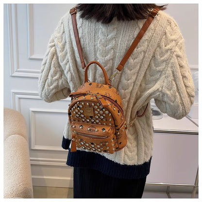 Backpack Dual-Use Crossbody Bag Women's Classic M Home Letter Printing Popular Diamond Rivets Large-Capacity Backpack Wholesale