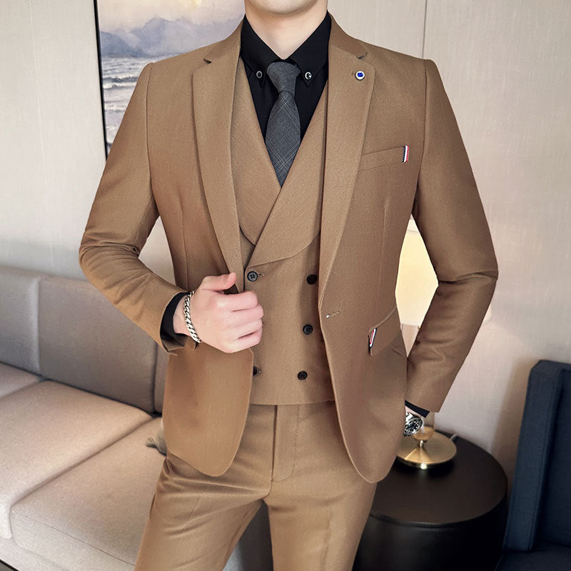 IKEARLAX  New British Style Suit Men's Suit Slim Fit Small Business Suit Business Formal Wear with Groom Wedding Suit Leisure Suit