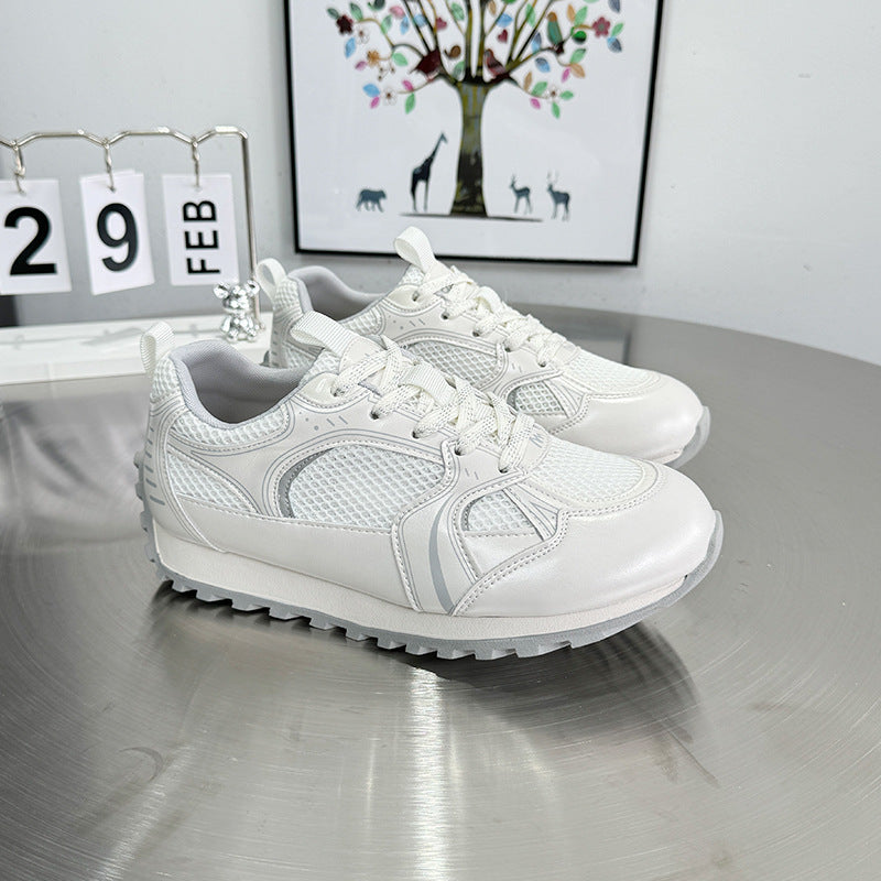 ikearlax Spring and Summer New Show Feet a Little Retro Cortez Women's Mesh Breathable Casual and Comfortable Silver Running Shoes