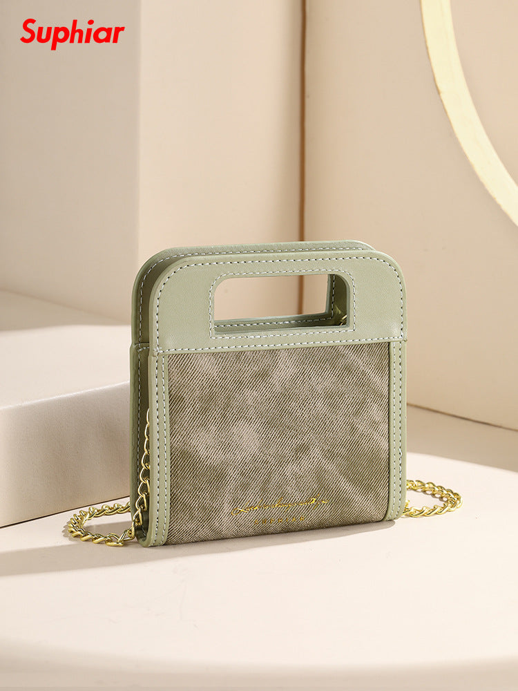 South Korea Same Style with Mall Wallet Women's High-Grade Chain Crossbody Folding Wallet Short Women's Wallet Ins Women