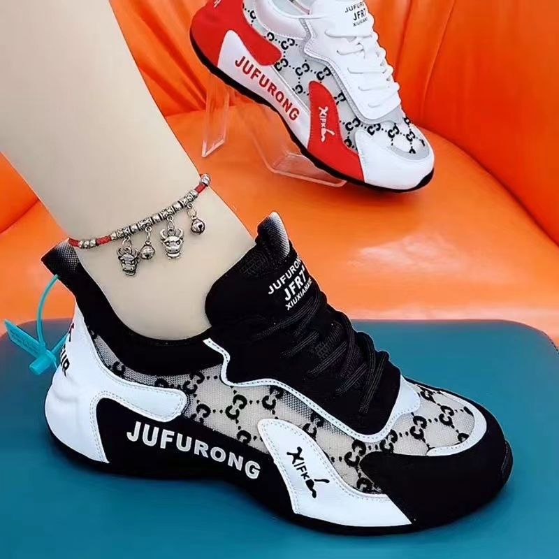 ikearlax Fashion Foreign Trade Women's Shoes Summer New Mesh Shoes Fashionable Breathable Running Shoes Elevator Wild Sports Casual Daddy Shoes