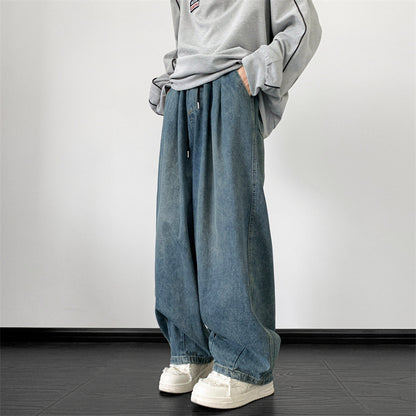 Men's Jeans Autumn and Winter Fashion Brand Japanese Wide Leg Leisure Harajuku Style Jeans Loose Youth All-Matching Trousers