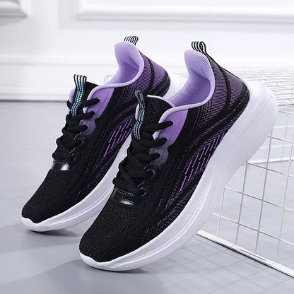 ikearlax Women's Shoes Cross-Border New Arrival Outdoor Sneakers Flying Woven Breathable Casual and Lightweight Running Shoes Mother Walking Shoes Travel Shoes