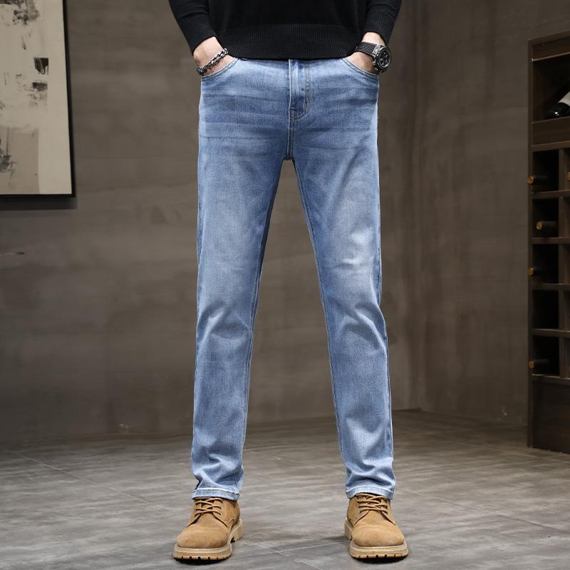 Hong Kong High-End Jeans Men's Slim Straight Stretch Casual Pirate Shorts All-Matching Fashion Brand Fifth Pants Light Business