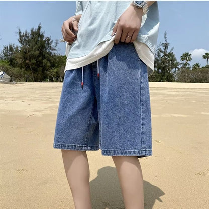 Denim Shorts Men's Summer Fashion Brand Ins High Street Fifth Pants Loose Outer Wear Breeches Design Sense Niche Middle Pants