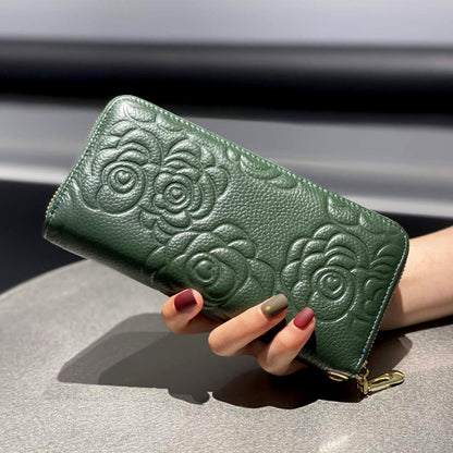 First Layer Cowhide Clutch Wallet Women's New HOT Trade  Clutch HOTan and NEWn Leather Women's Bag Embossed Wrist Bag