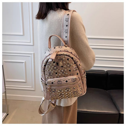 Backpack Dual-Use Crossbody Bag Women's Classic M Home Letter Printing Popular Diamond Rivets Large-Capacity Backpack Wholesale